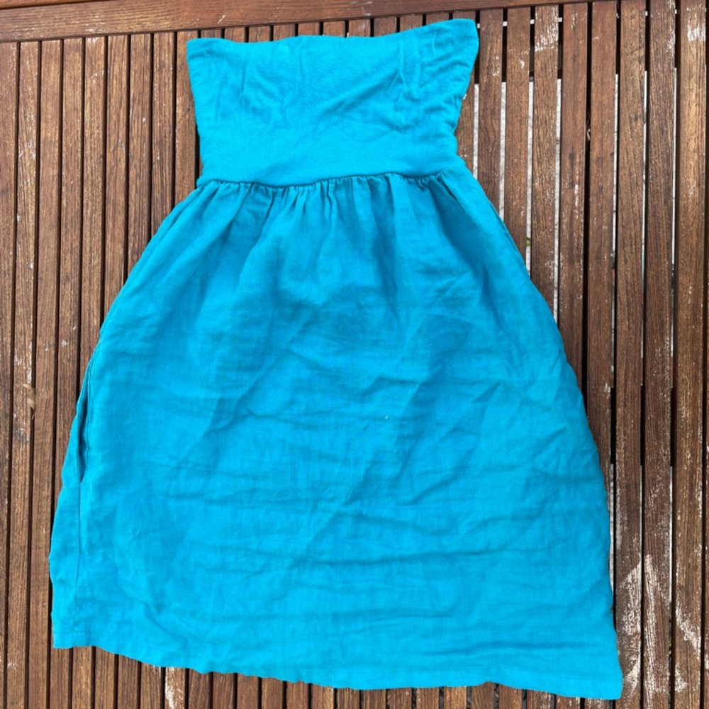 Strapless Cotton and Linen Dress
